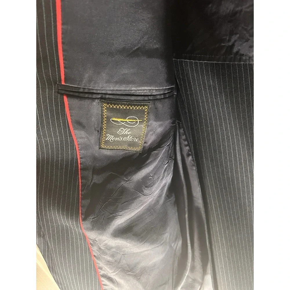 The Mens‎ Store Mens 42R Black Pinstripe Blazer 2 Button Suit Jacket